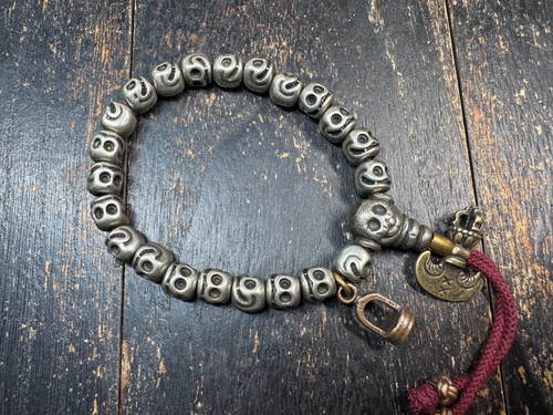 Brass skull bead bracelet - brass, |