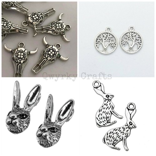 Tibetan silver charms - silver, pendants