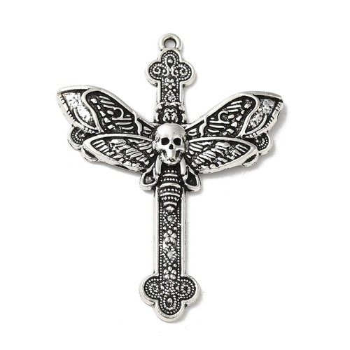 Tibetan silver charms skull - silver,