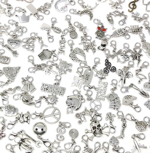 Tibetan silver clip charms - clip,