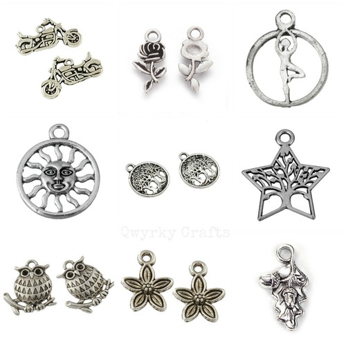 Tibetan silver charms - silver, pendants