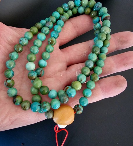 Antique tibetan turquoise mala - antique,