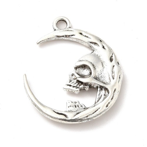 Skull and moon charms tibetan - skull,