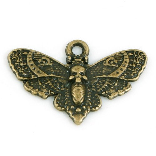 Moth charms skull antique - skull,