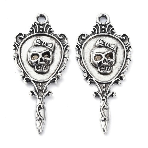 Tibetan silver skull - skull, charms
