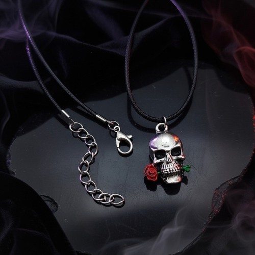 Skull rose necklace - &,