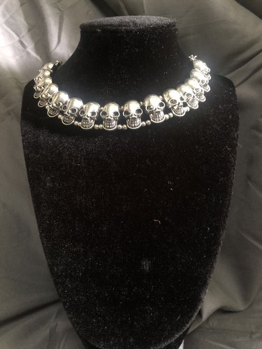 Tibetan silver skull collar - skull,