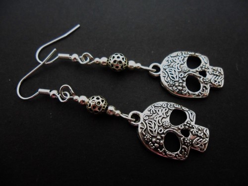 Pair tibetan silver skull - tibetan,