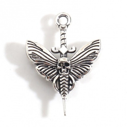 Tibetan silver charms skull - silver,